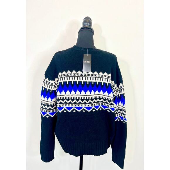 Ralph Lauren Pullover Sweater in Black Size XS Fair Isle Knit Wool Tribal Boho - Picture 3 of 4